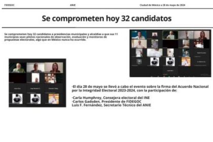 Se comprometen hoy 32 candidatos...